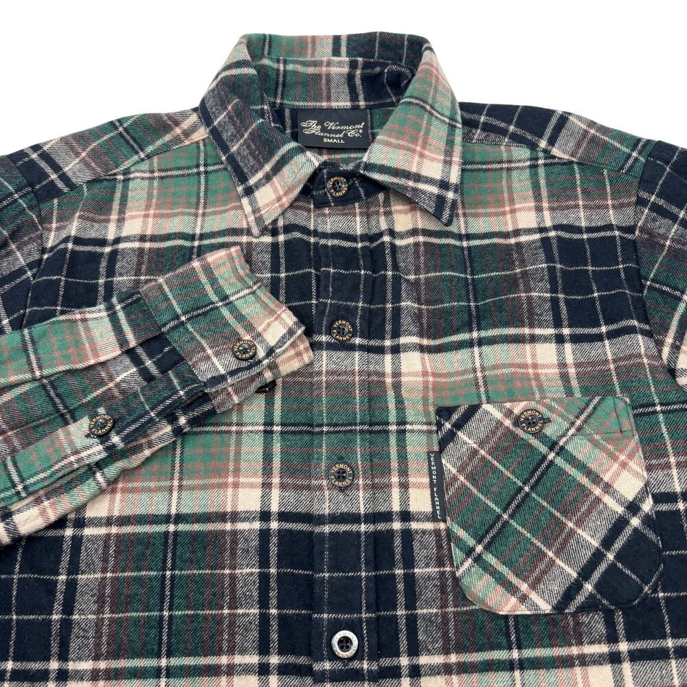 The Vermont‎ Flannel Co. Small Green Brown Button Up Long Sleeve Flannel Shirt